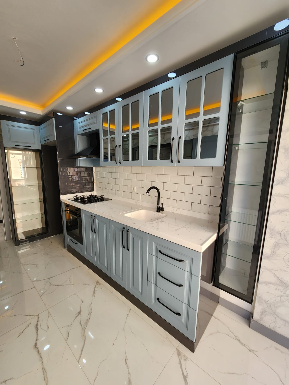 Ankara mutfak dolap ve fayans döşeme - mavi country mutfak