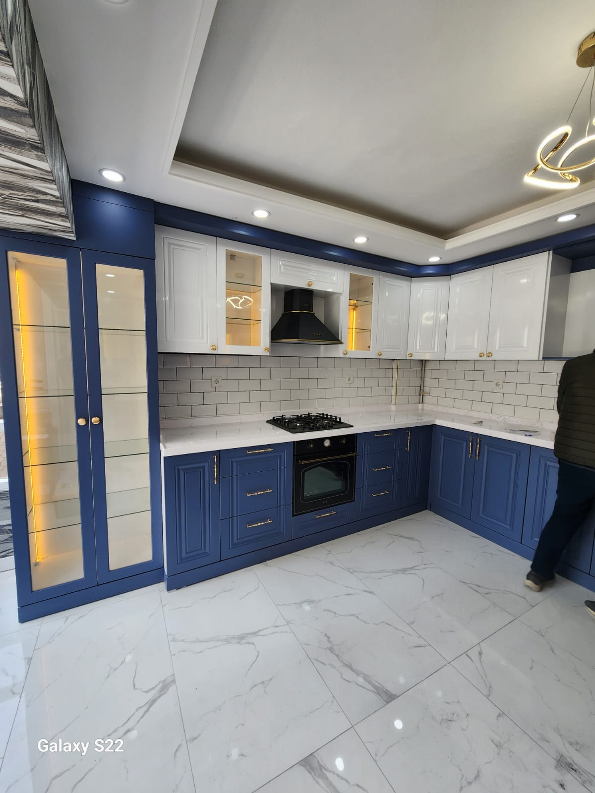 Ankara mutfak dolap mavi tasarım detay